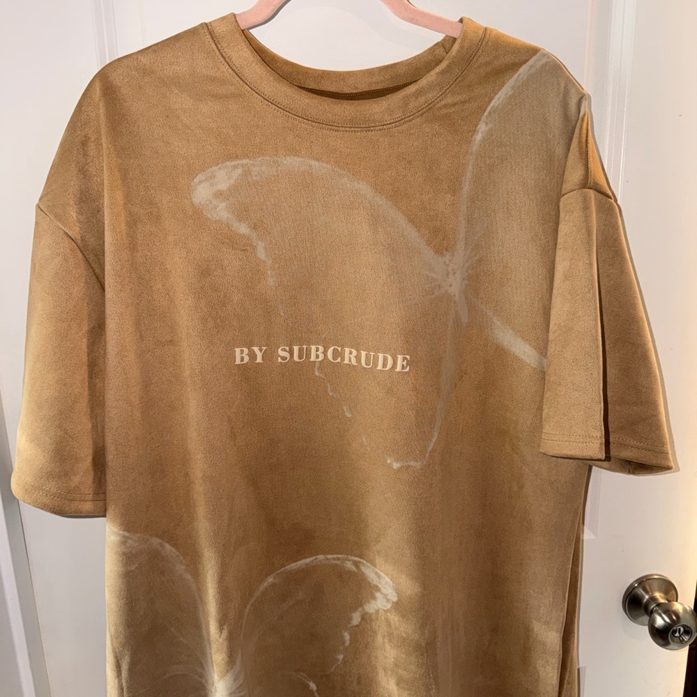 Tan suade Short Sleeve Tee